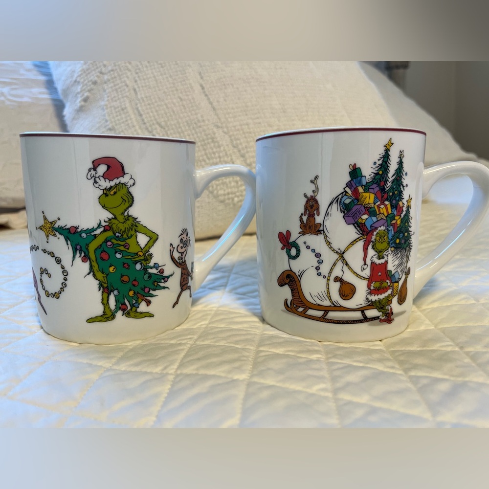Williams Sonoma Pair of Grinch Mugs